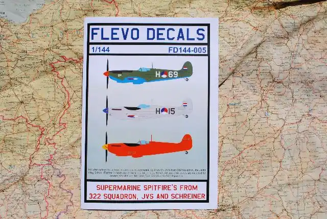 Flevo Decals FD144-005 Supermarine Spitfire‘s from 322 Squadron, JVS and Schreiner Favoriet